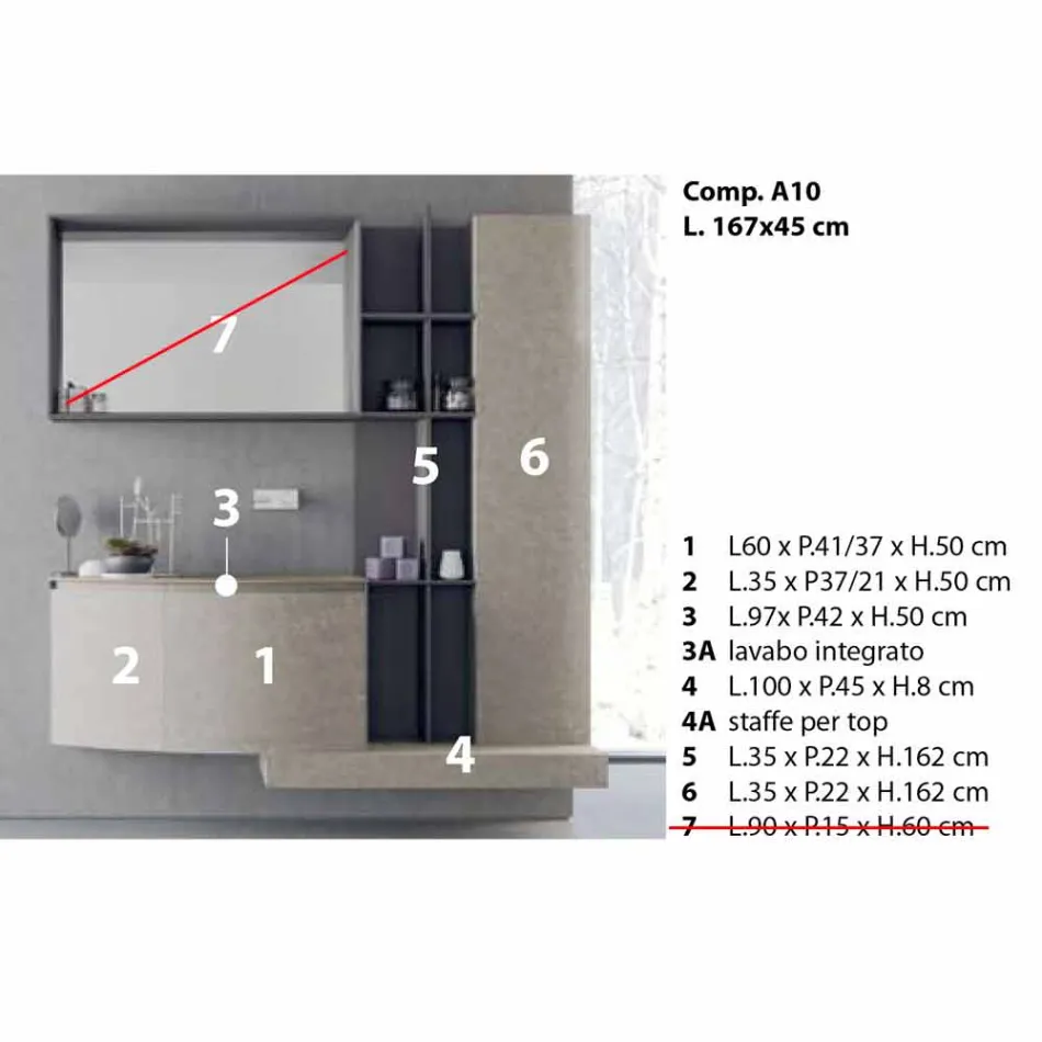 Composition de salle de bain, suspension de design italien moderne - Callisi10 Viadurini