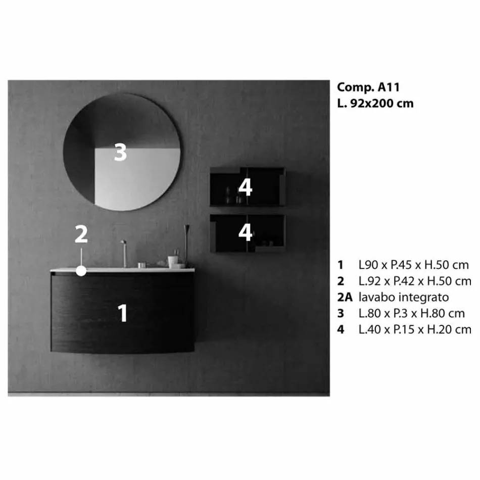 Composition pour la salle de bain suspendue de design moderne Made in Italy - Callisi11 Viadurini