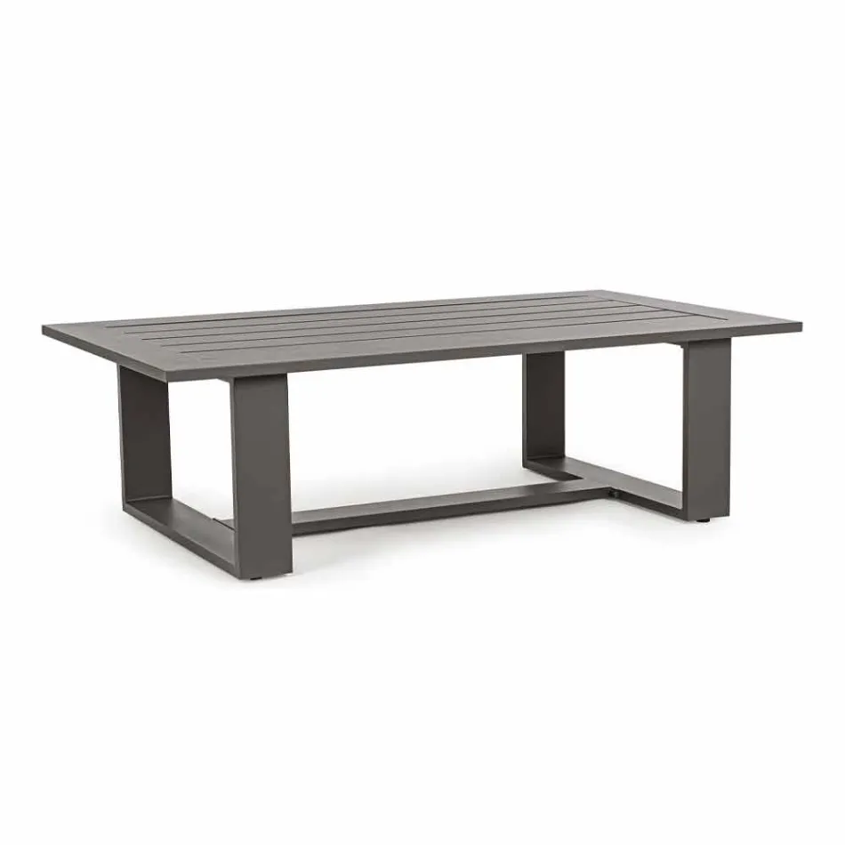 Composition de salon extérieur en aluminium avec coussins en tissu - Yoshi Viadurini