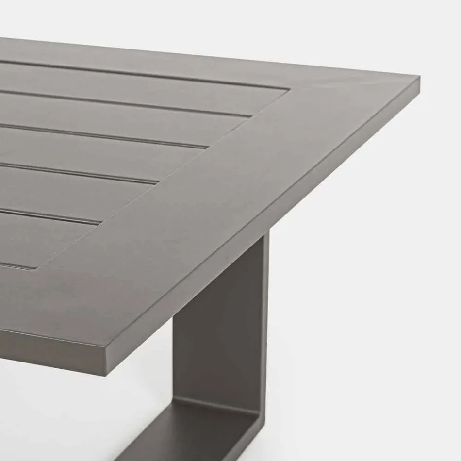 Composition de salon extérieur en aluminium avec coussins en tissu - Yoshi Viadurini