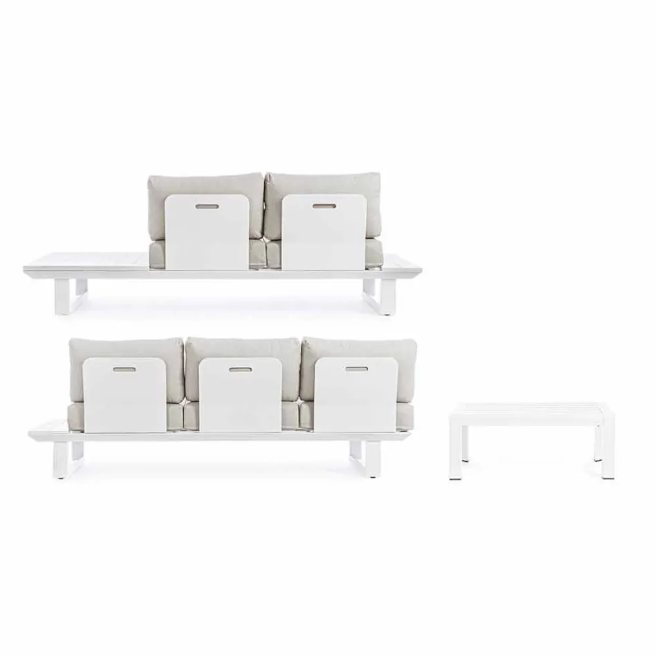 Composition de salon d'extérieur en aluminium et tissu Homemotion - Francine Viadurini