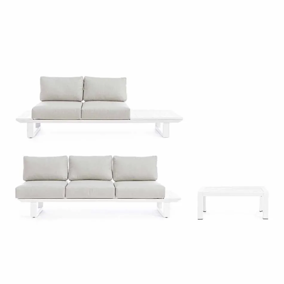 Composition de salon d'extérieur en aluminium et tissu Homemotion - Francine Viadurini