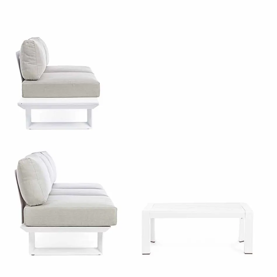 Composition de salon d'extérieur en aluminium et tissu Homemotion - Francine Viadurini