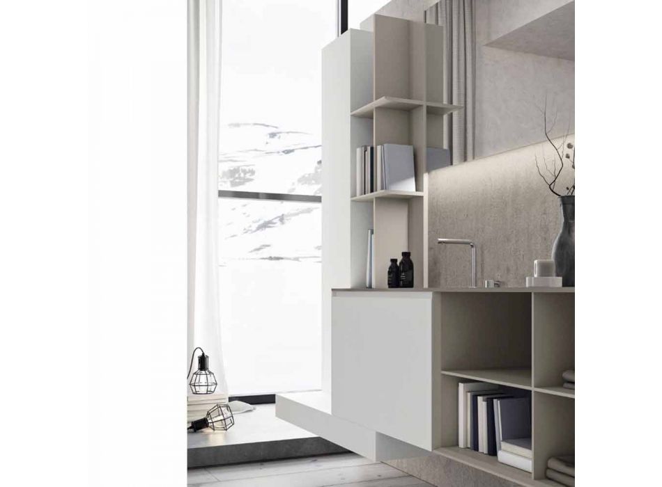 Composition de meubles de salle de bain suspendus avec un design moderne fabriqué en Italie - Callisi15 Viadurini