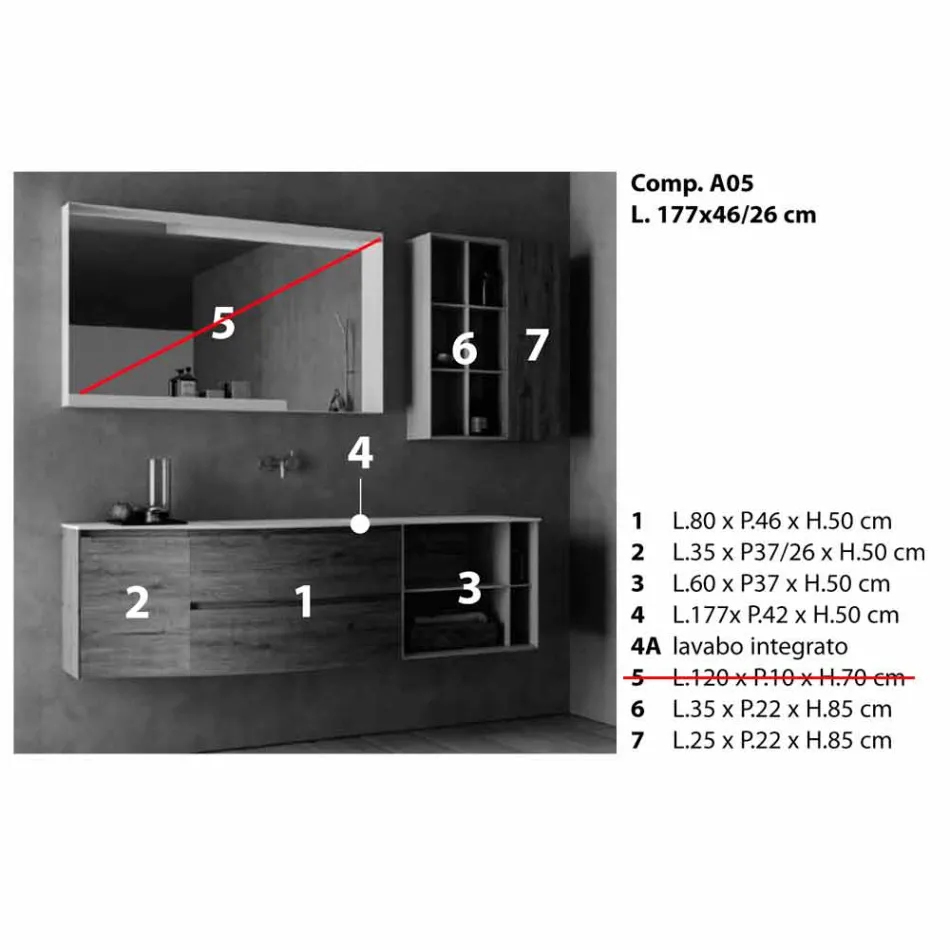 Composition de conception suspendue, meubles de salle de bains de conception moderne - Callisi5 Viadurini