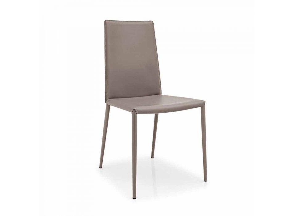 chaise en cuir Connubia Calligaris Boheme, métal moderne, 2 pièces Viadurini