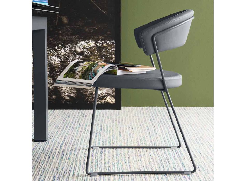 Connubia chaise de New York Calligaris en cuir design moderne, 2 pièces Viadurini
