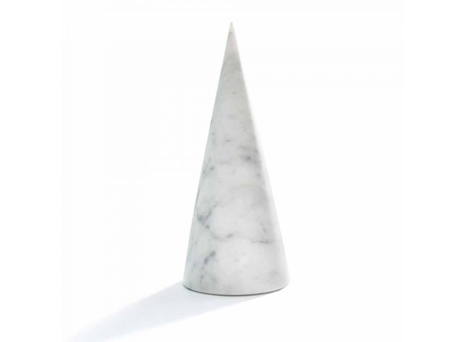 Grand cône décoratif en marbre blanc de Carrare fabriqué en Italie - Connu Viadurini
