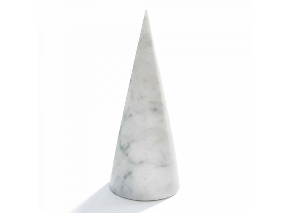 Grand cône décoratif en marbre blanc de Carrare fabriqué en Italie - Connu Viadurini