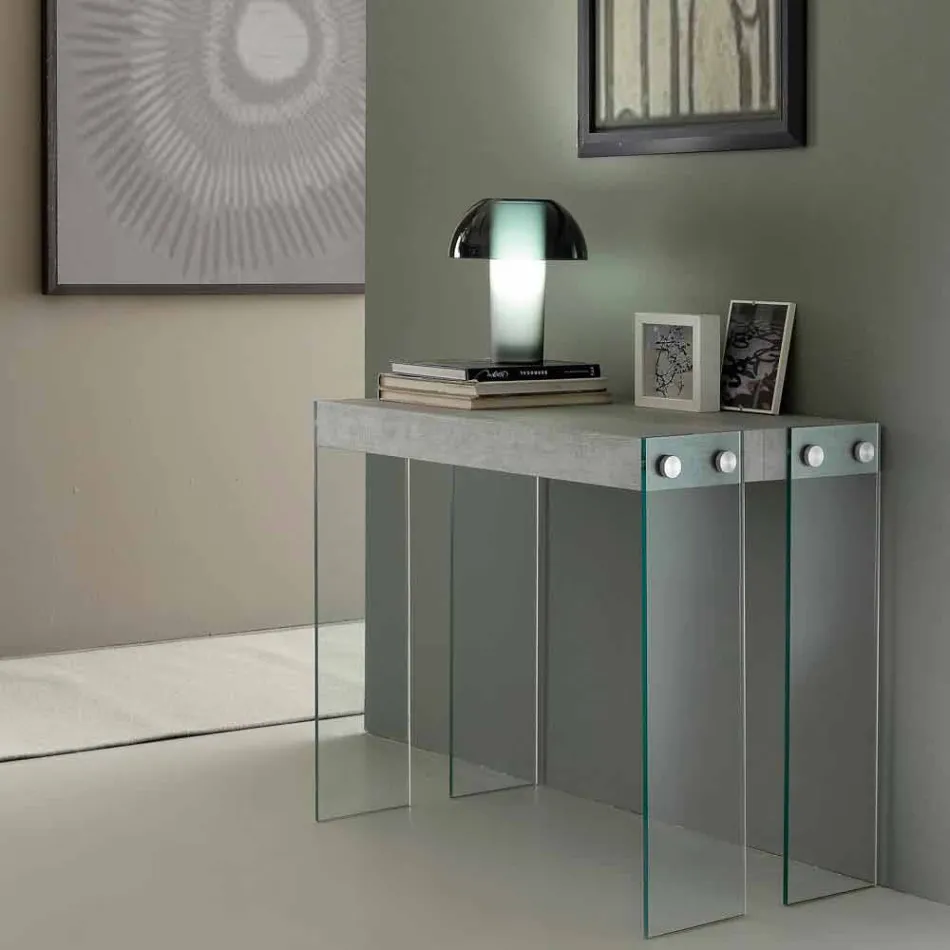 Console extensible au design moderne avec pieds en verre trempé Miss Viadurini