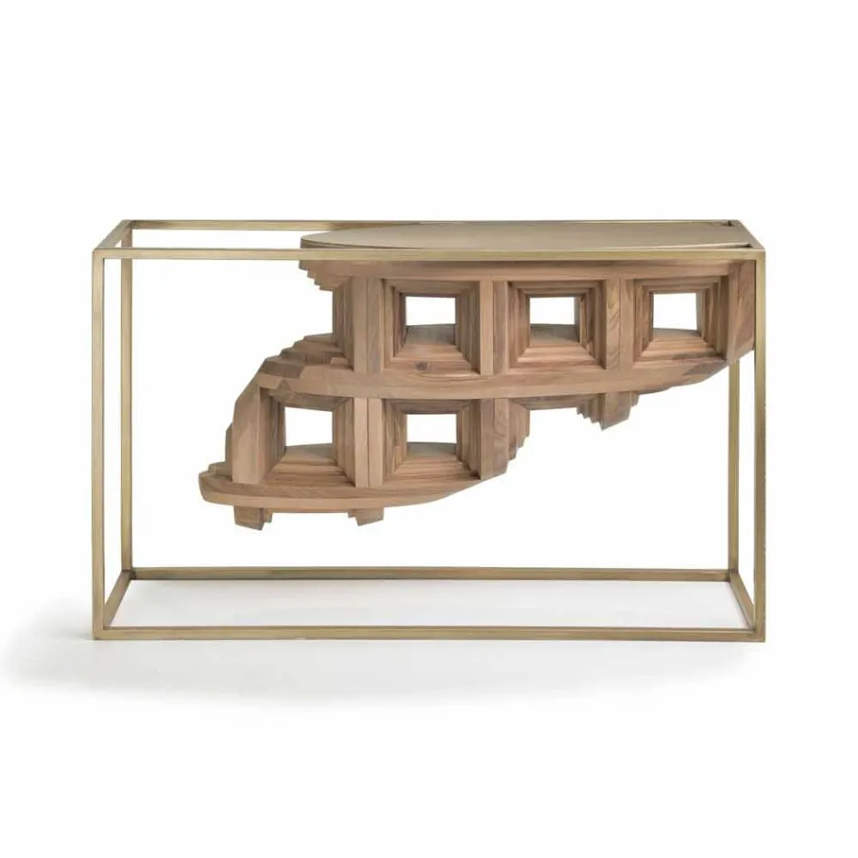 Console dans la conception en bois de noyer de luxe et de métal Pardo Viadurini