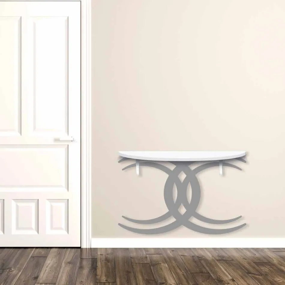 Console murale au design moderne en bois blanc et gris - Coco Viadurini