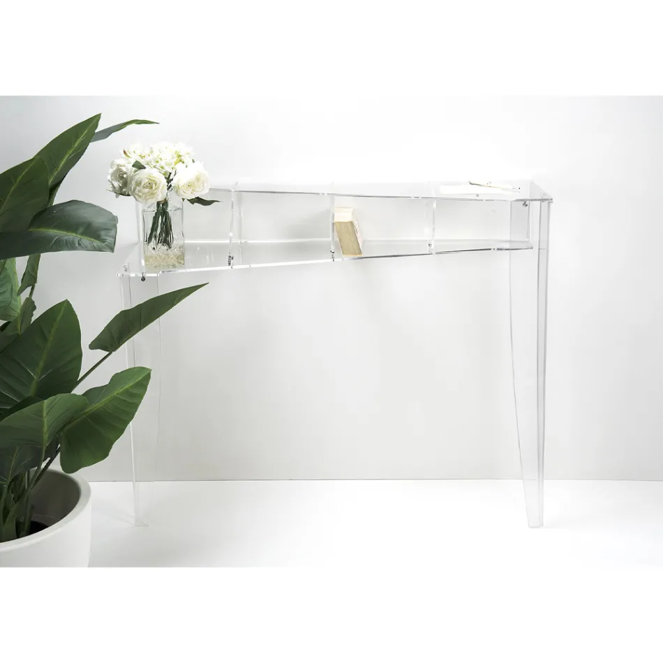 Console Murale en Plexiglas Transparent Piano Design - Valeria Viadurini