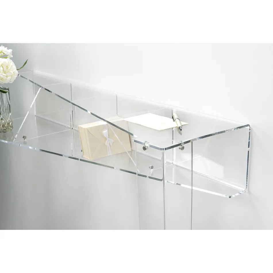 Console Murale en Plexiglas Transparent Piano Design - Valeria Viadurini