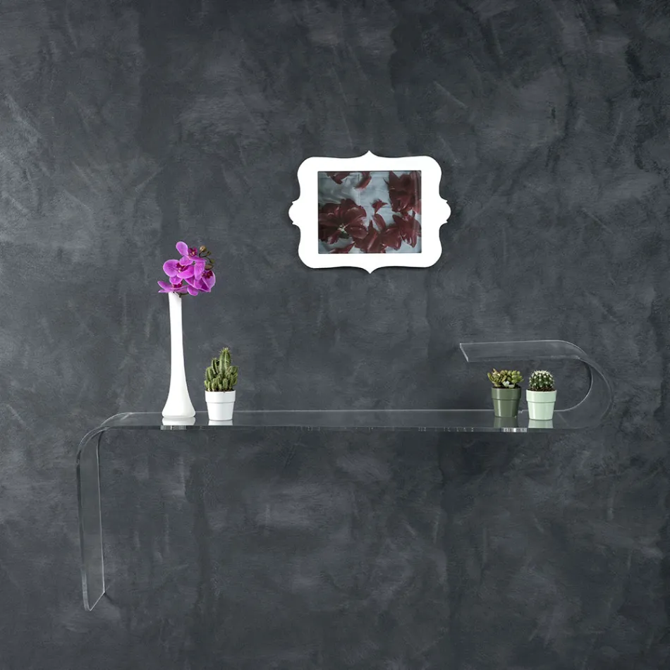 Console Murale Suspendue en Cristal Acrylique Design Transparent - Cesarea Viadurini