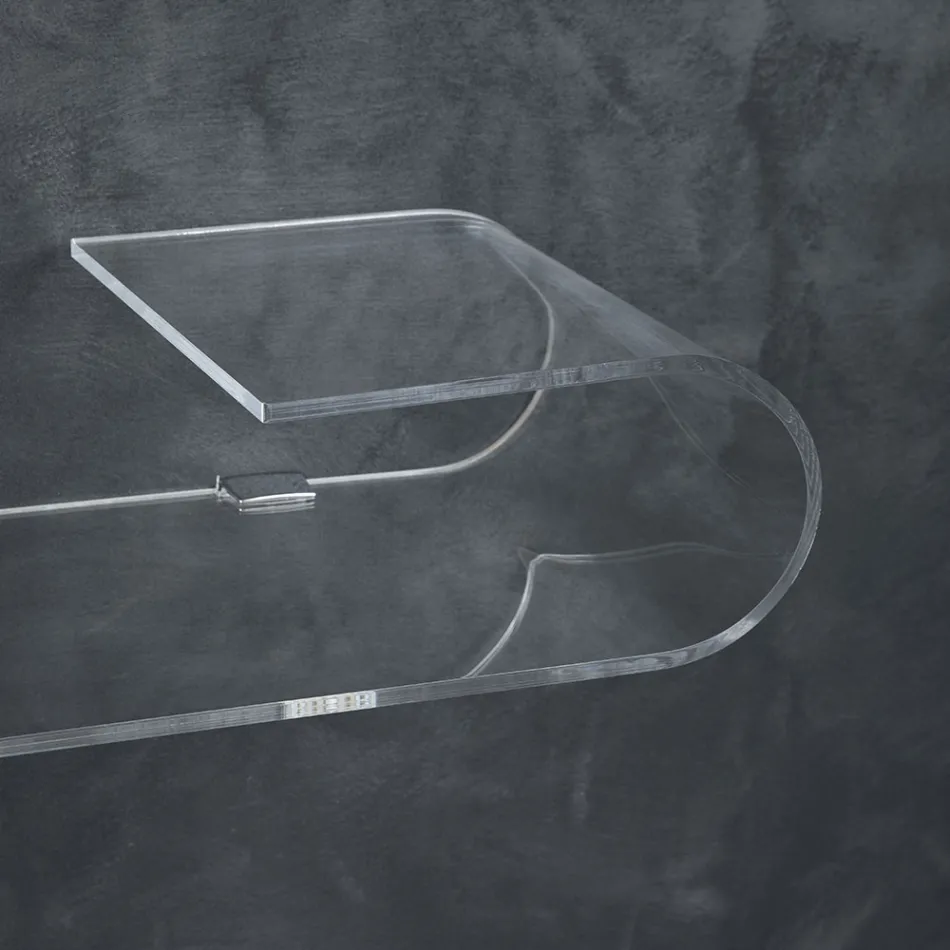 Console Murale Suspendue en Cristal Acrylique Design Transparent - Cesarea Viadurini