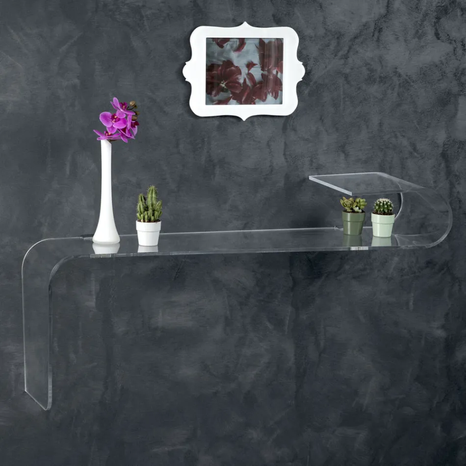 Console Murale Suspendue en Cristal Acrylique Design Transparent - Cesarea Viadurini