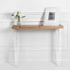Console murale en plexiglas transparent et bois design moderne - Betone Viadurini