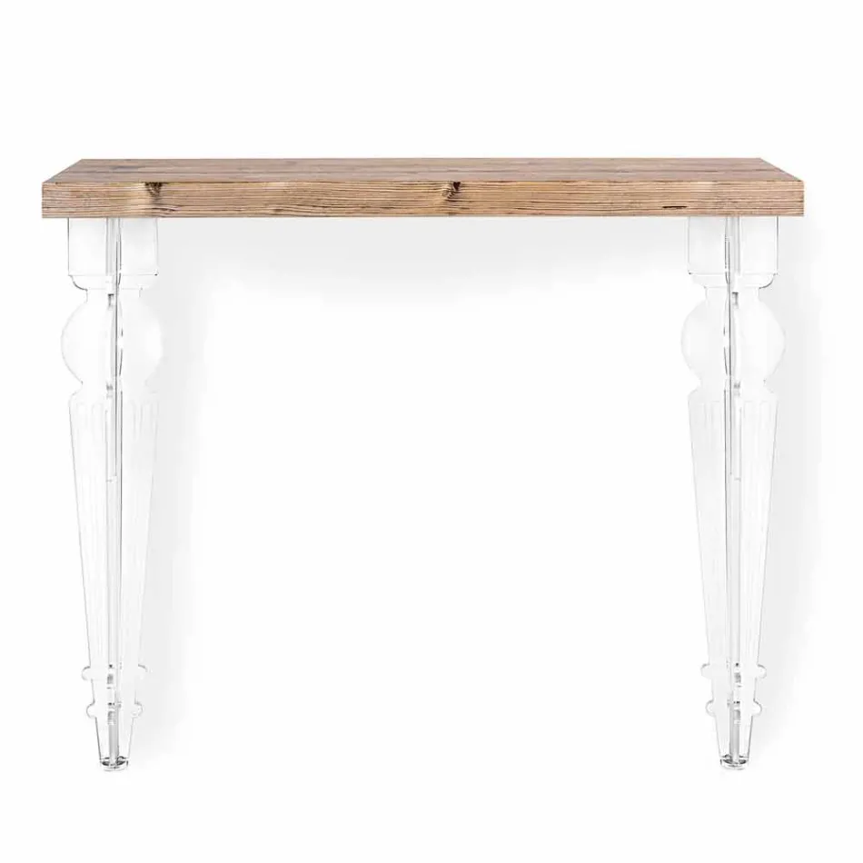 Console murale en plexiglas transparent et bois design moderne - Betone Viadurini