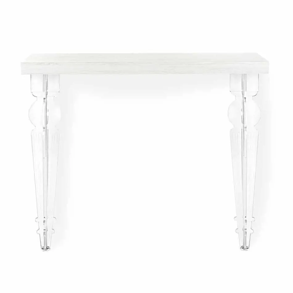 Table Console Murale en Bois Blanc Gris ou Corten et Plexiglas - Leopardi Viadurini