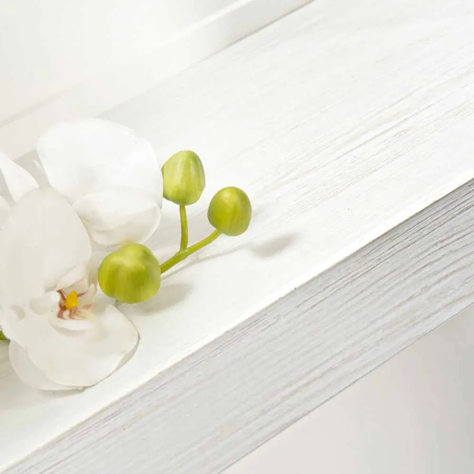 Table Console Murale en Bois Blanc Gris ou Corten et Plexiglas - Leopardi Viadurini