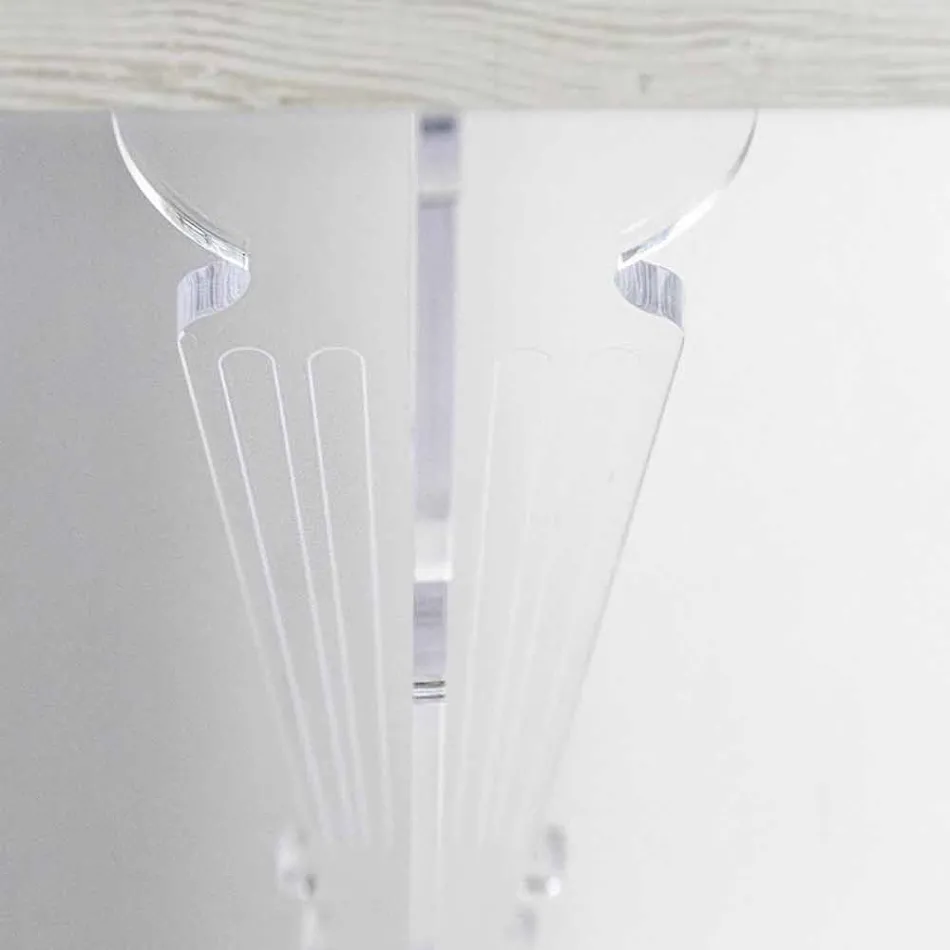 Table Console Murale en Bois Blanc Gris ou Corten et Plexiglas - Leopardi Viadurini