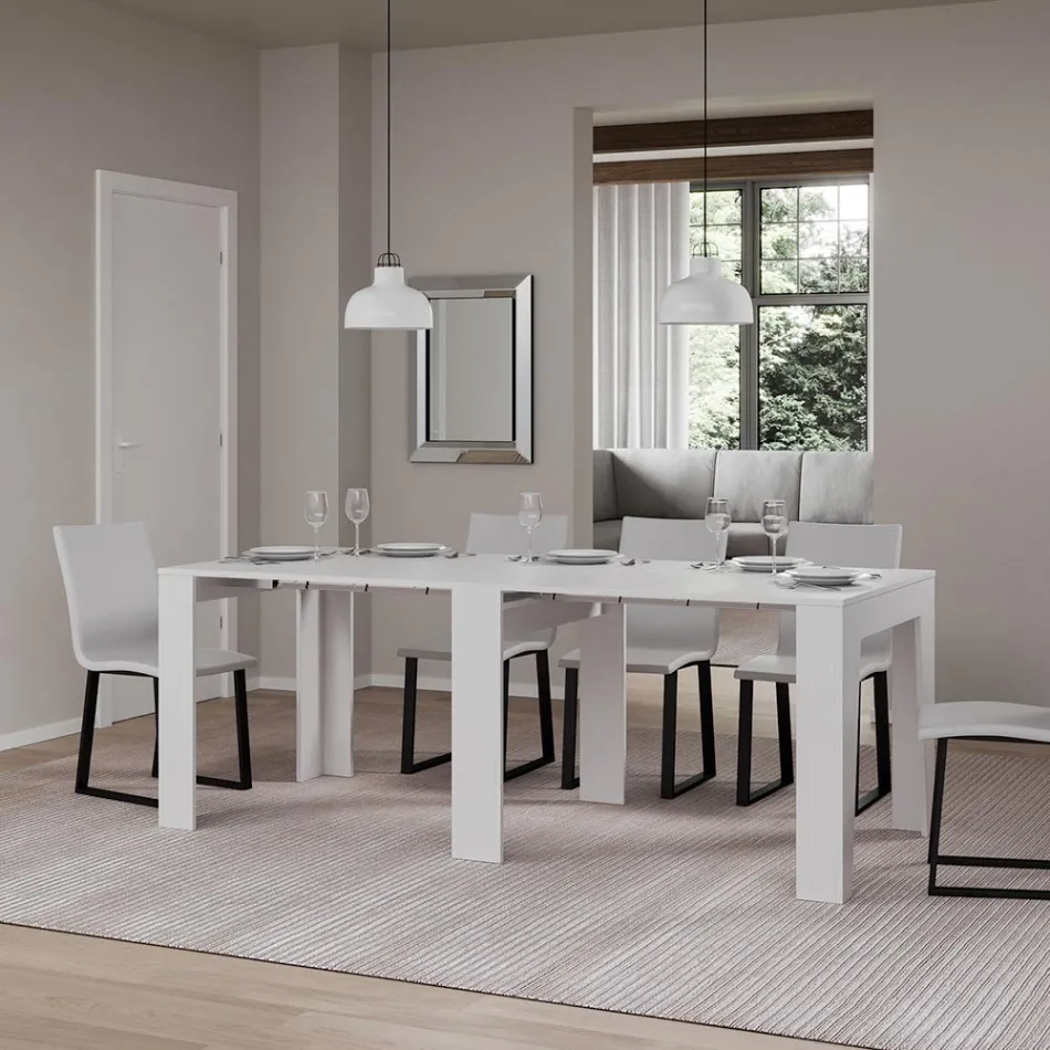 Console extensible jusqu'à 181 cm en essence de mélamine Made in Italy - Castello Viadurini