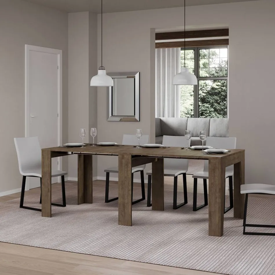 Console extensible jusqu'à 181 cm en essence de mélamine Made in Italy - Castello Viadurini