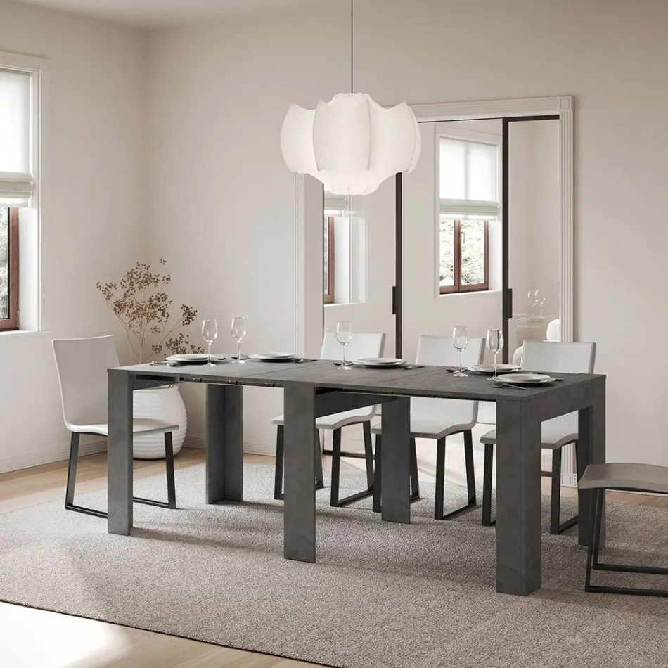 Console extensible jusqu'à 181 cm en panneaux de mélamine Made in Italy - Drago Viadurini