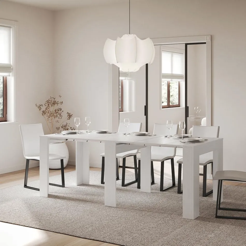 Console extensible jusqu'à 181 cm en panneaux de mélamine Made in Italy - Drago Viadurini