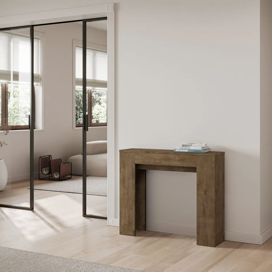 Console extensible jusqu'à 181 cm en panneaux de mélamine Made in Italy - Drago Viadurini