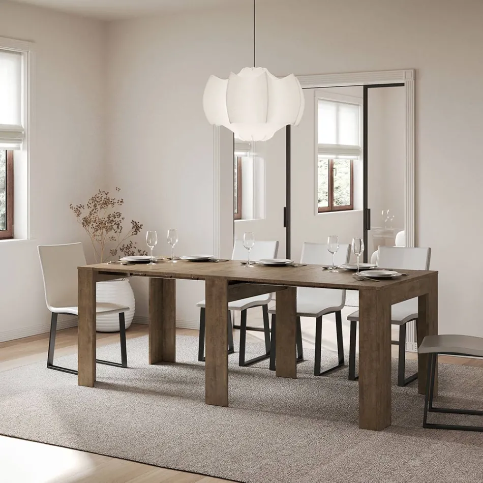 Console extensible jusqu'à 181 cm en panneaux de mélamine Made in Italy - Drago Viadurini