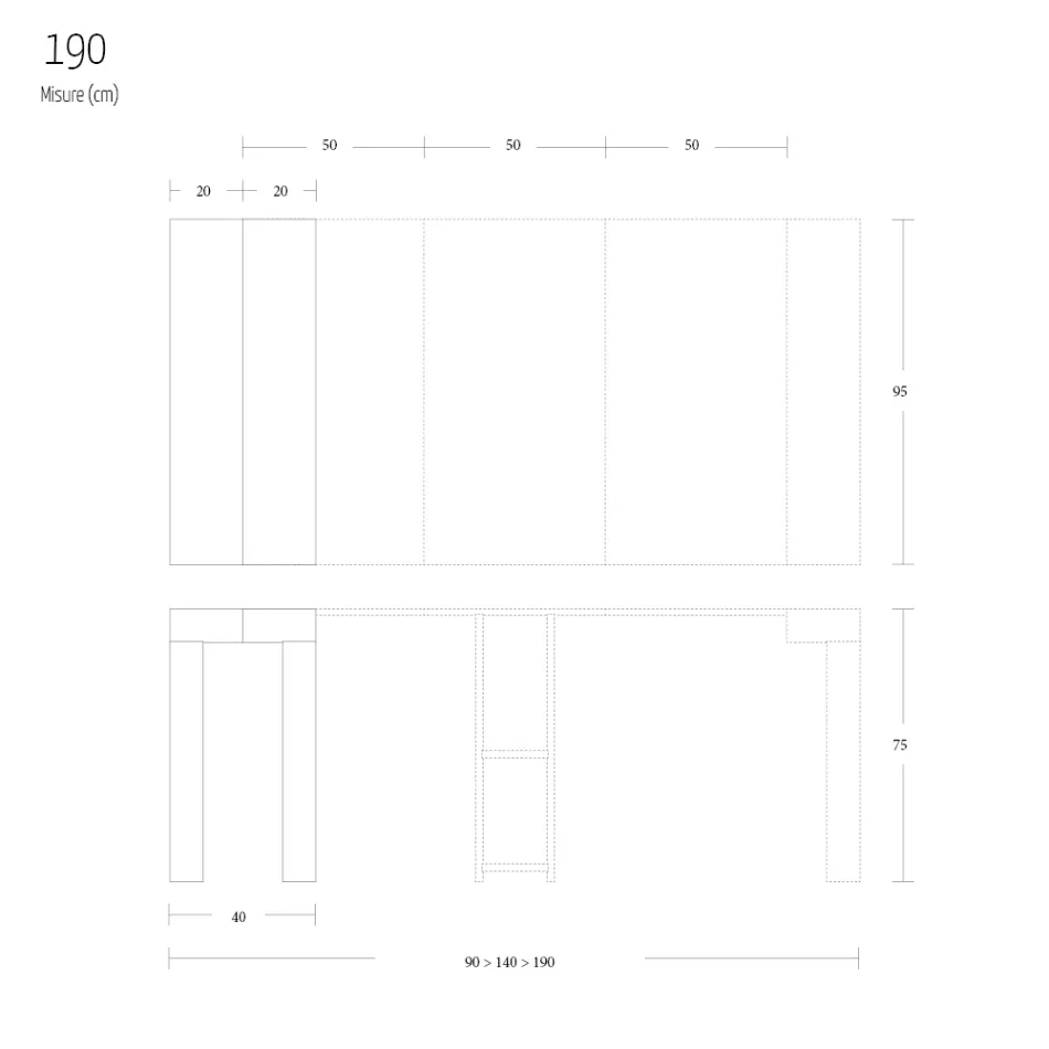 Console extensible jusqu'à 290 cm en bois mélaminé Made in Italy - Paride Viadurini