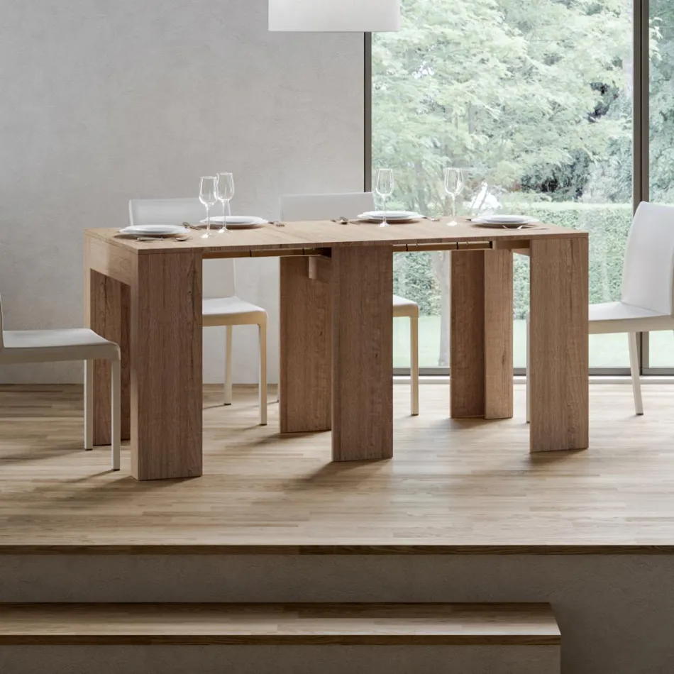 Console Extensible jusqu'à 299 cm avec Extensions Internes Fabriquées en Italie - Sablier Viadurini