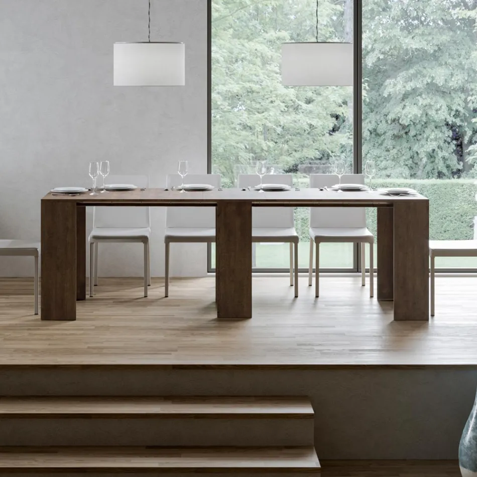 Console Extensible jusqu'à 299 cm avec Extensions Internes Fabriquées en Italie - Sablier Viadurini