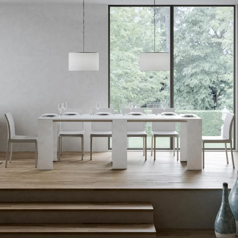 Console Extensible jusqu'à 299 cm avec Extensions Internes Fabriquées en Italie - Sablier Viadurini