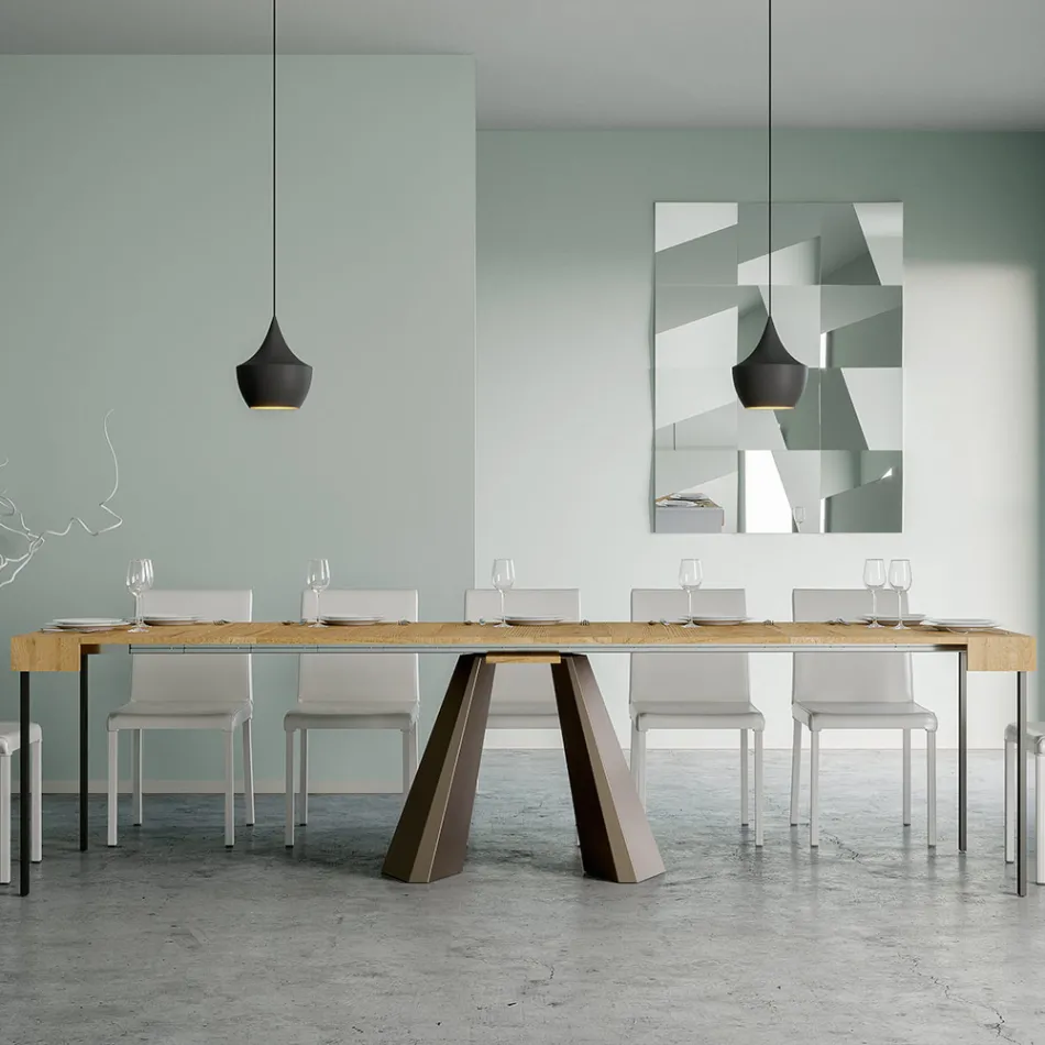 Console extensible jusqu'à 300 cm avec pieds finition ours fabriquée en Italie - Destino Viadurini