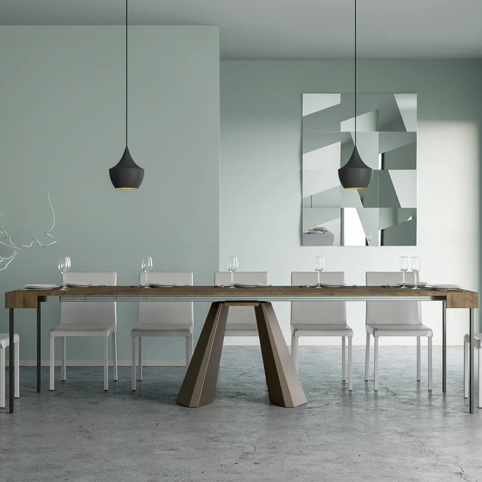 Console extensible jusqu'à 300 cm avec pieds finition ours fabriquée en Italie - Destino Viadurini