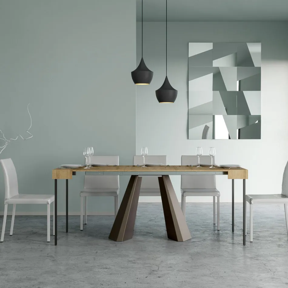 Console extensible jusqu'à 300 cm avec pieds finition ours fabriquée en Italie - Destino Viadurini