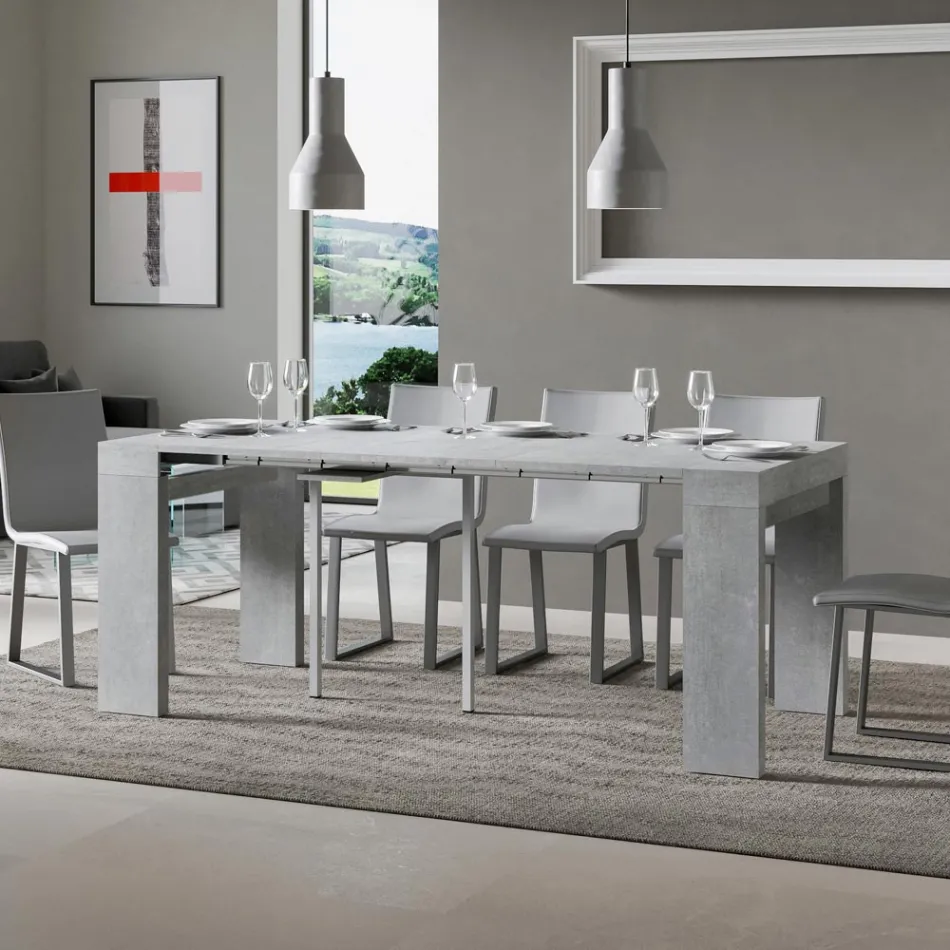 Console extensible jusqu'à 300 cm avec support à 2 pieds fabriquée en Italie - Phantom Viadurini