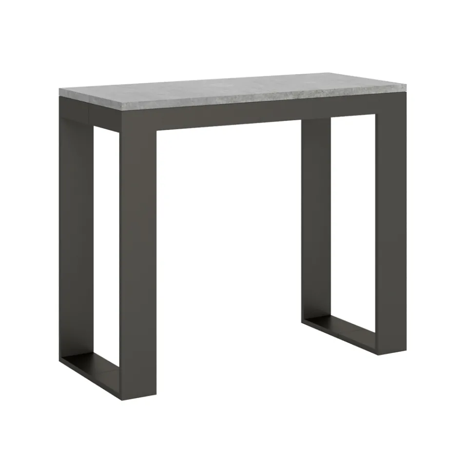 Console extensible jusqu'à 300 cm avec structure anthracite et bois fabriquée en Italie - Fata Viadurini