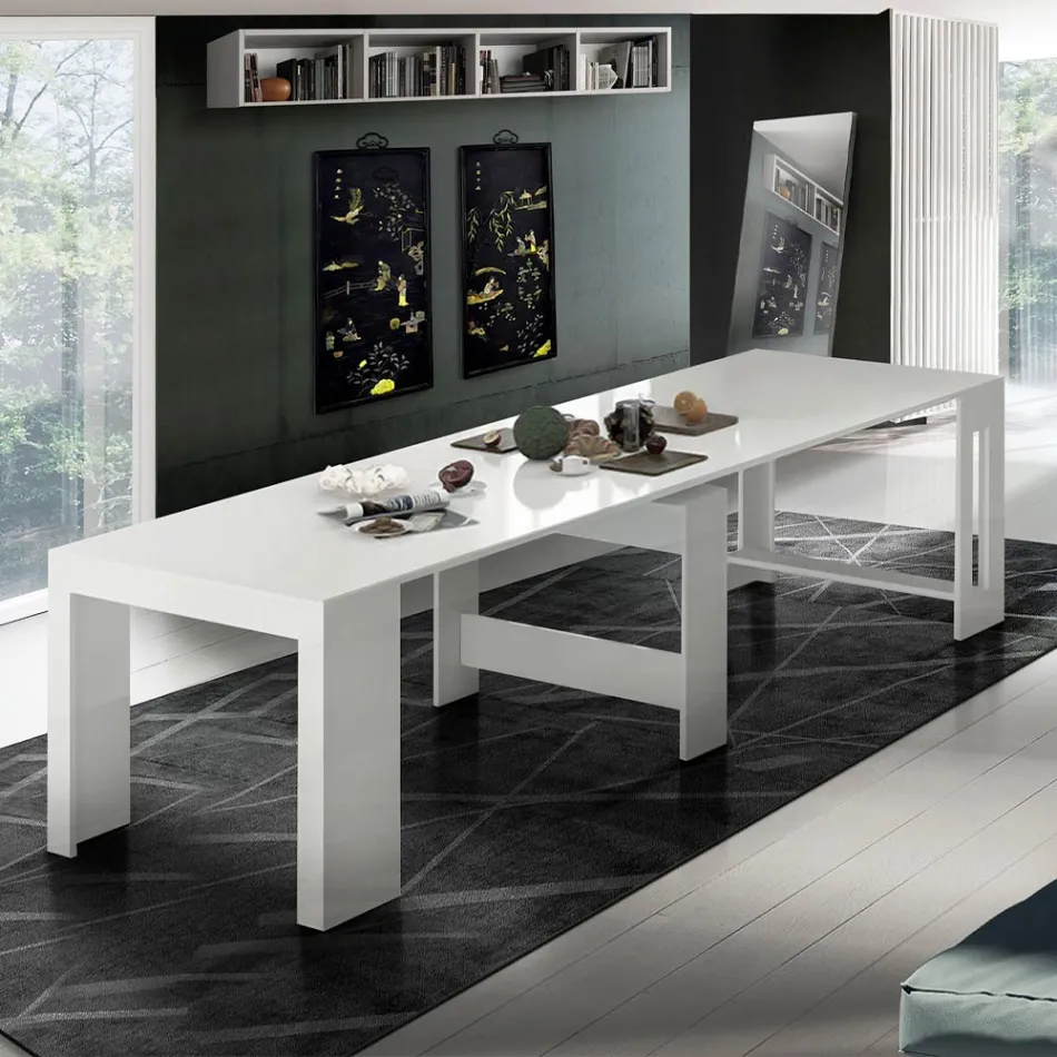 Console extensible à 300 cm de l'entrée ou du salon en bois - Katharina Viadurini