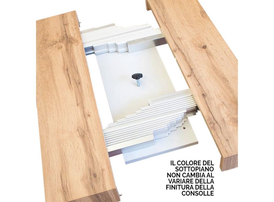 Console Extensible jusqu'à 300 cm en Bois et Structure en Fer Fabriquée en Italie - Parchemin Viadurini