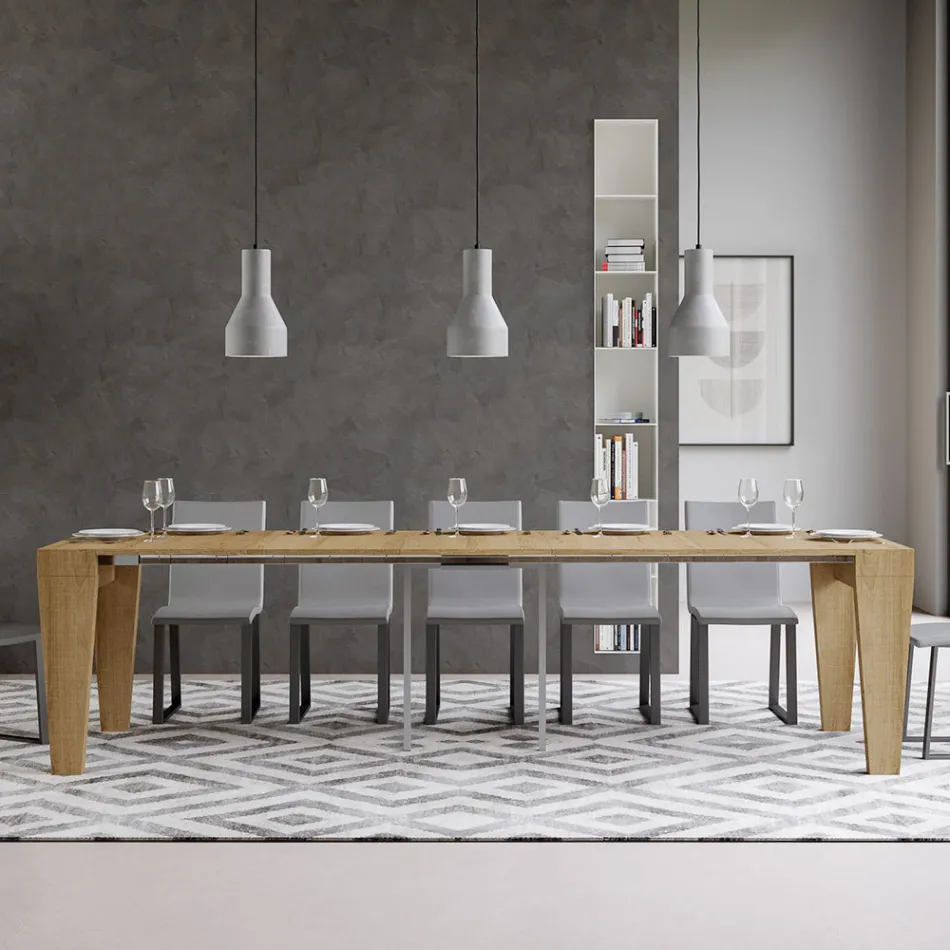 Console extensible jusqu'à 300 cm en bois Made in Italy - Trône Viadurini