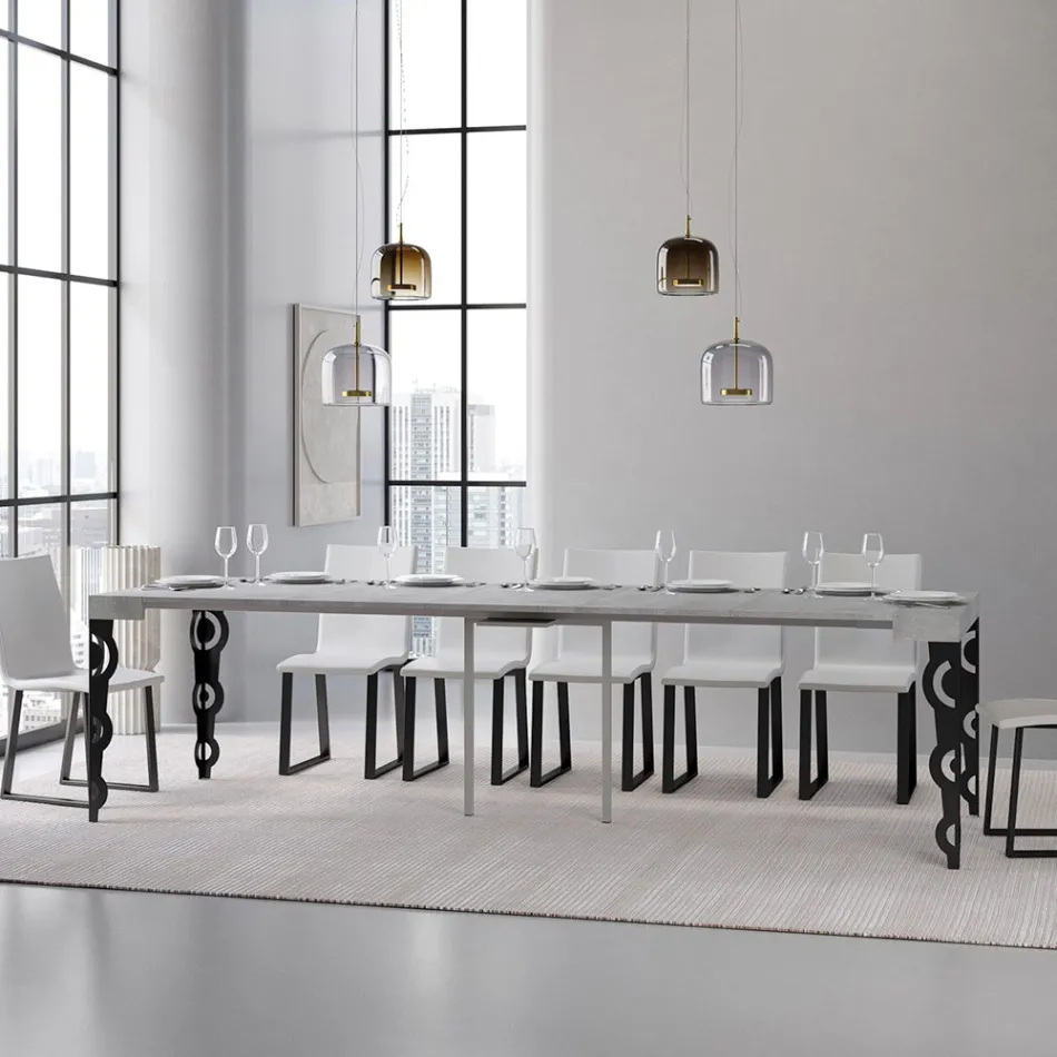 Console extensible avec pieds en fer modernes fabriquées en Italie - Palazzo Viadurini