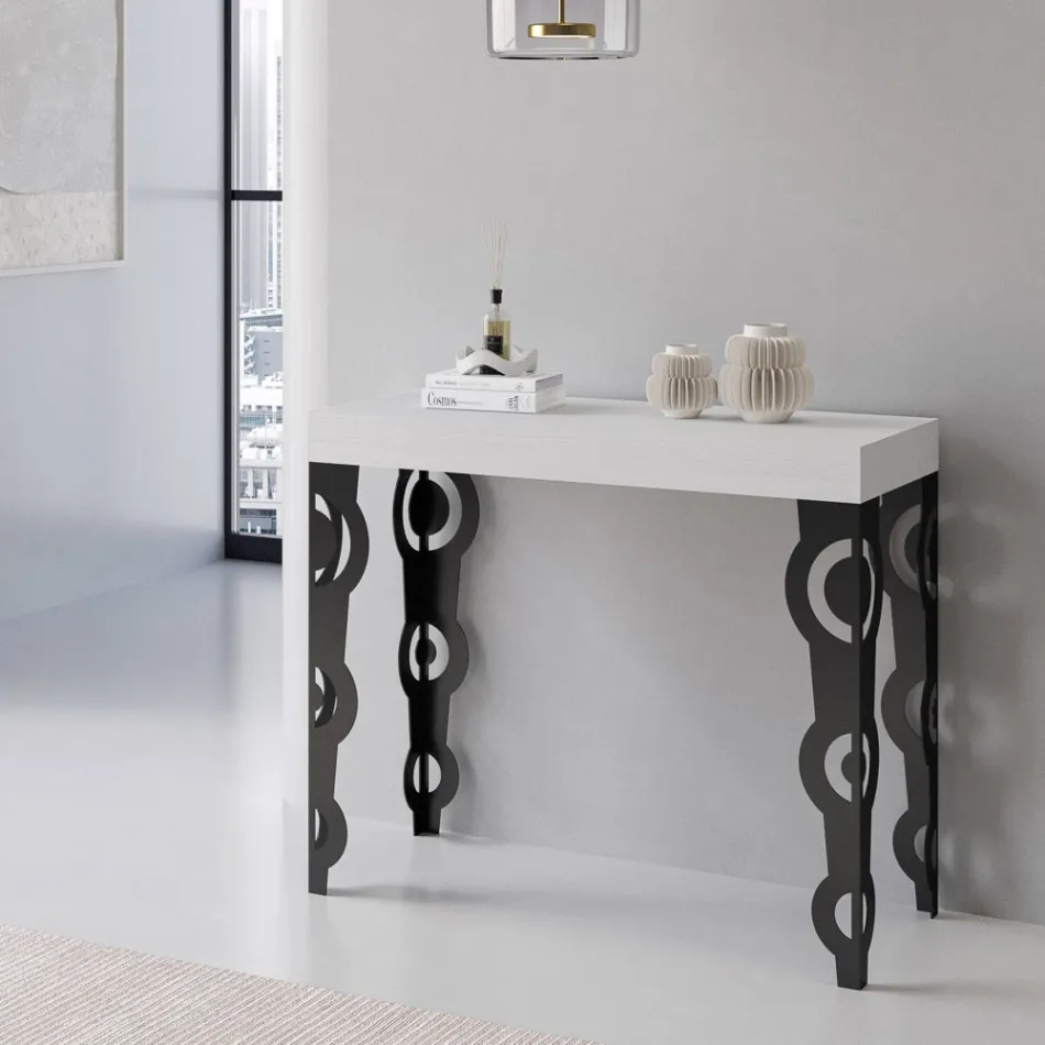 Console extensible avec pieds en fer modernes fabriquées en Italie - Palazzo Viadurini