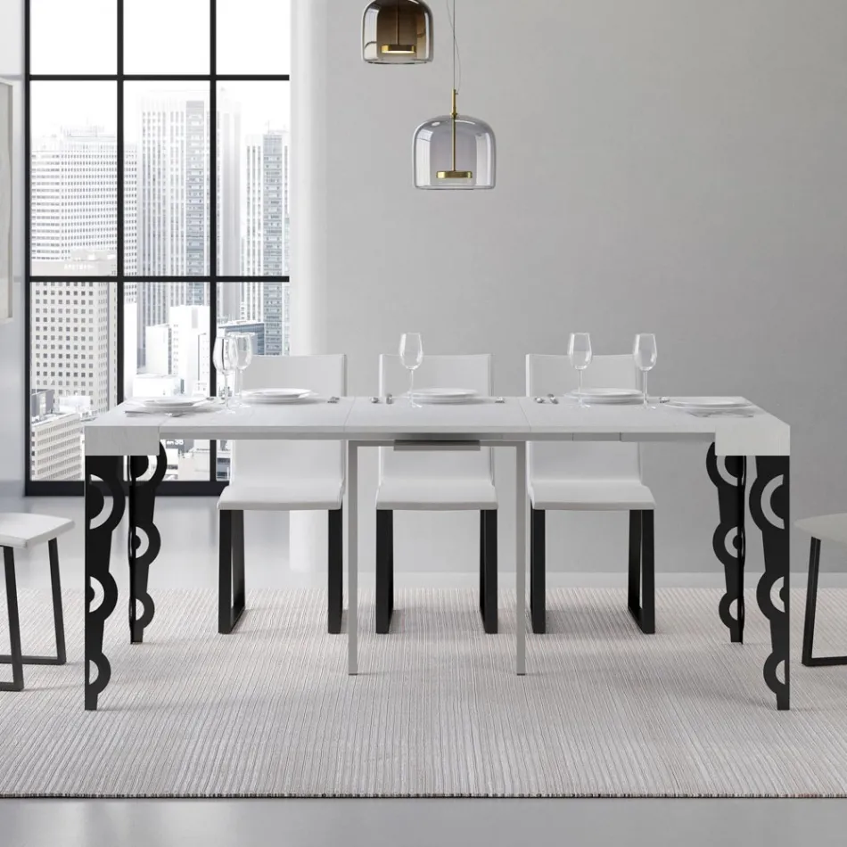 Console extensible avec pieds en fer modernes fabriquées en Italie - Palazzo Viadurini