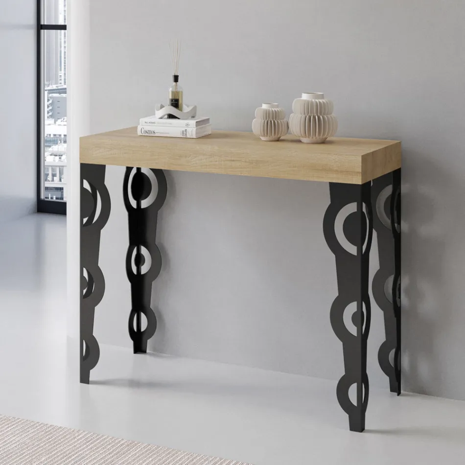 Console extensible avec pieds en fer modernes fabriquées en Italie - Palazzo Viadurini