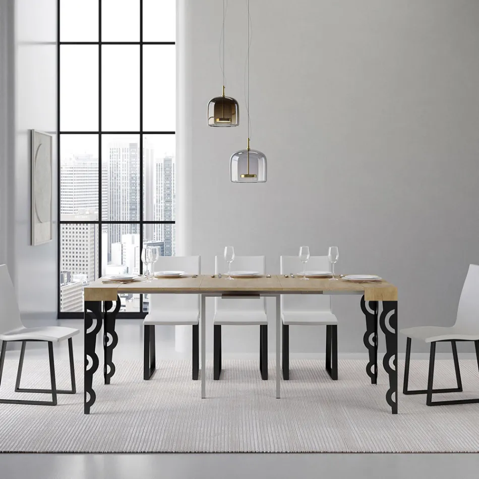 Console extensible avec pieds en fer modernes fabriquées en Italie - Palazzo Viadurini