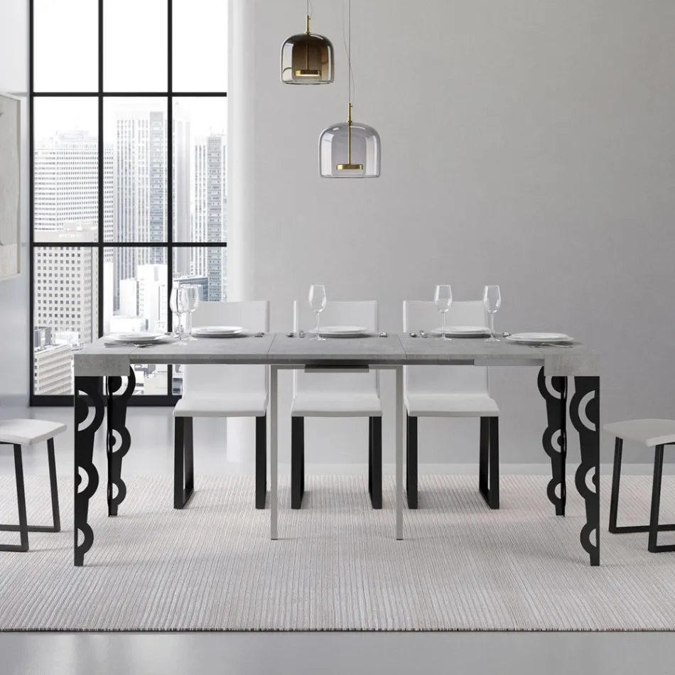 Console extensible avec pieds en fer modernes fabriquées en Italie - Palazzo Viadurini